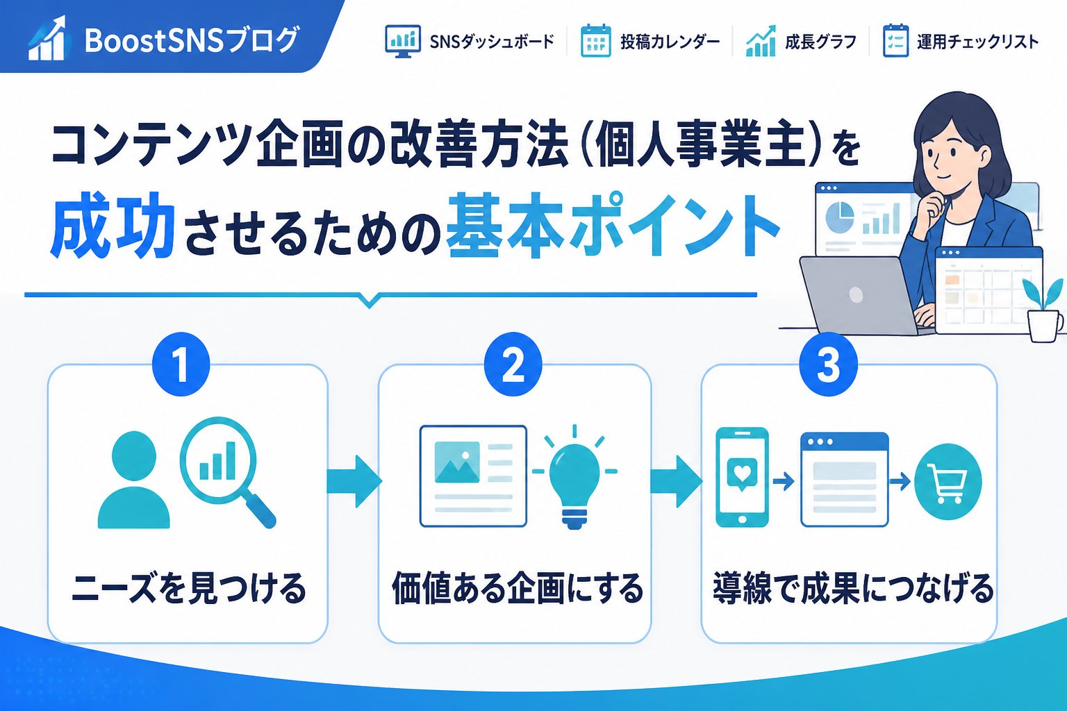 SNSマーケティング コンテンツ企画の改善方法（個人事業主）を成功させるための基本ポイント