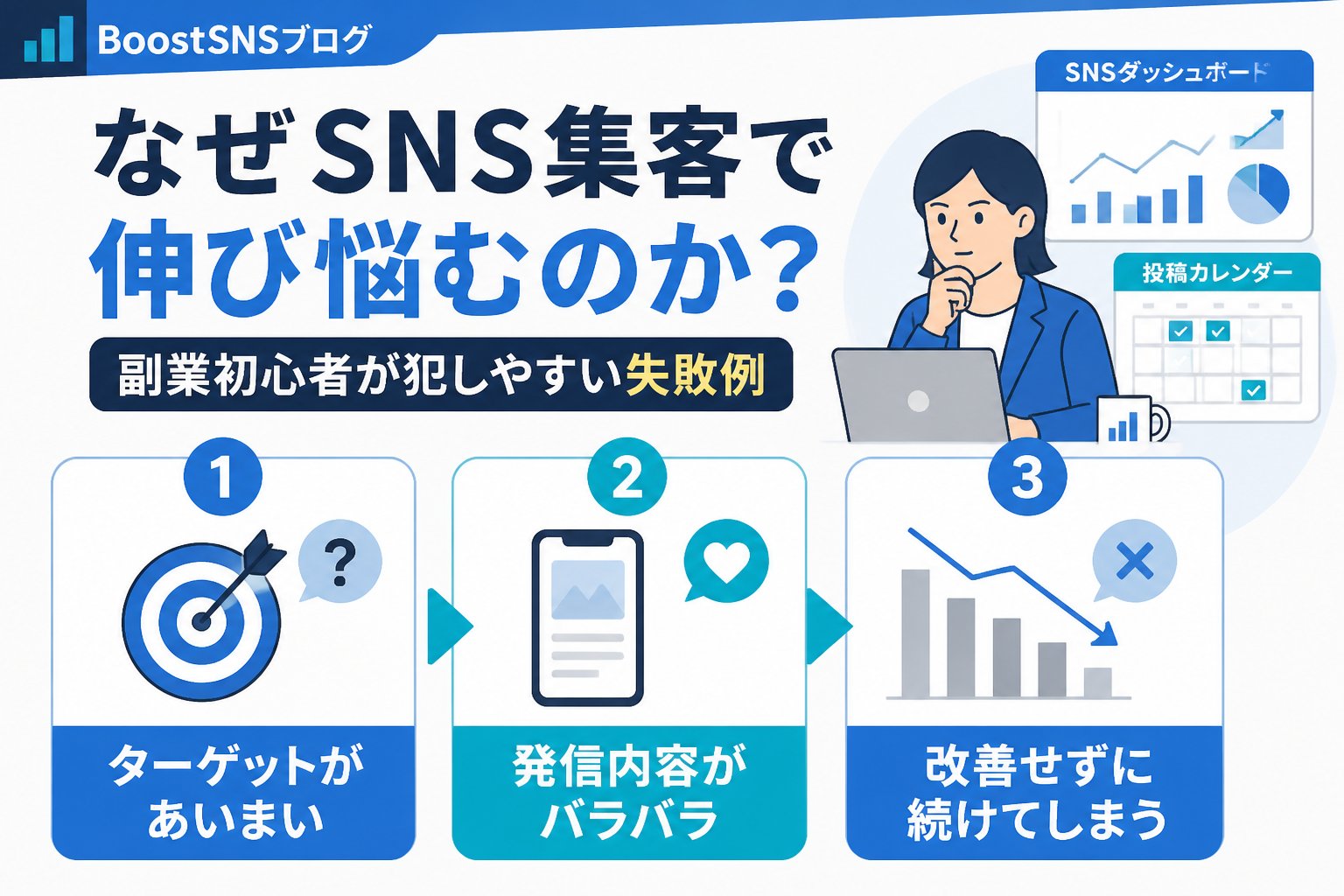 集客ノウハウ なぜSNS集客で伸び悩むのか？副業初心者が犯しやすい失敗例