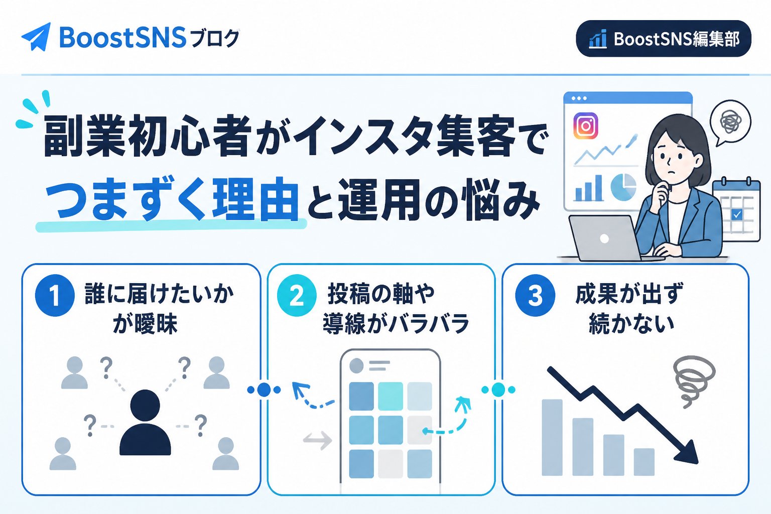 集客ノウハウ 副業初心者がインスタ集客でつまずく理由と運用の悩み