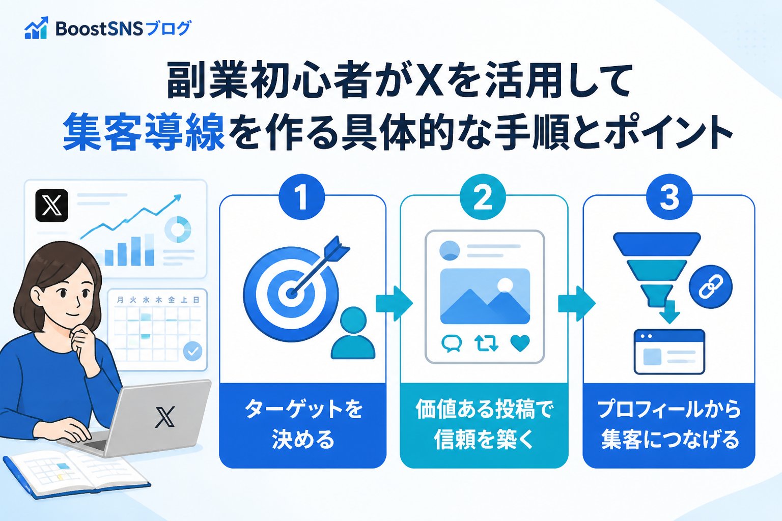 集客ノウハウ 副業初心者がXを活用して集客導線を作る具体的な手順とポイント