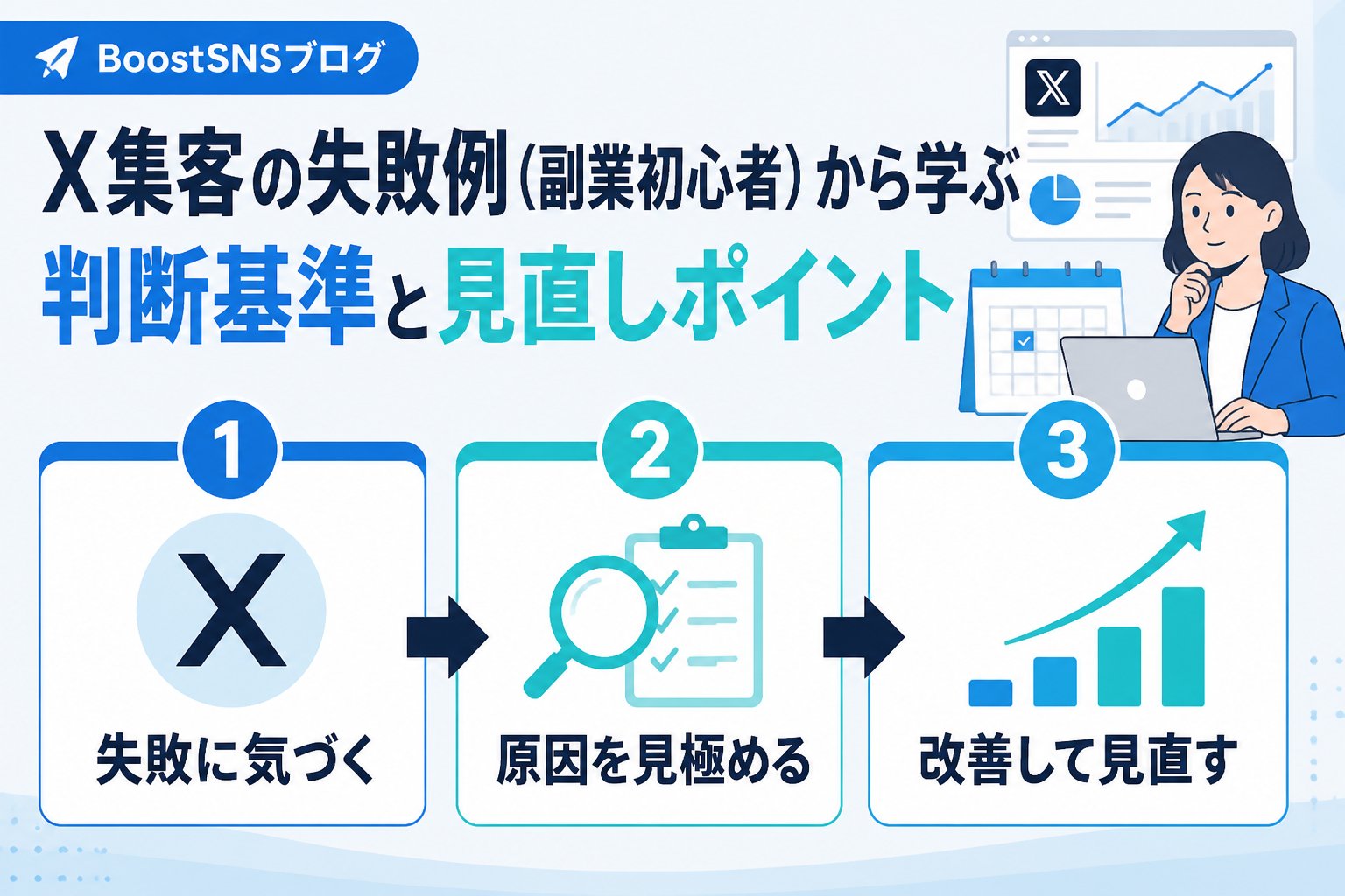 集客ノウハウ X集客の失敗例（副業初心者）から学ぶ判断基準と見直しポイント